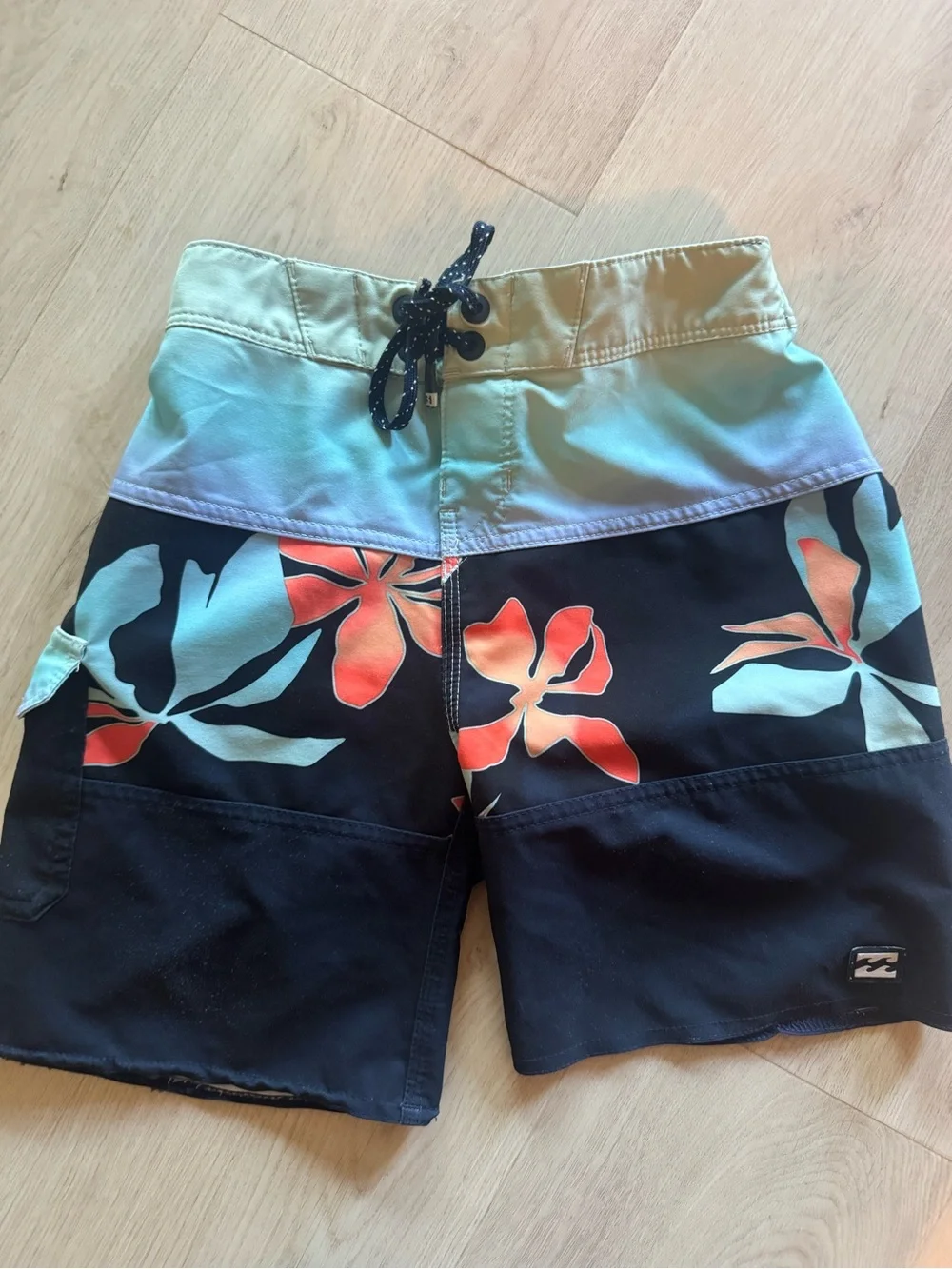 Billabong boys Black Floral swim trunks size 6